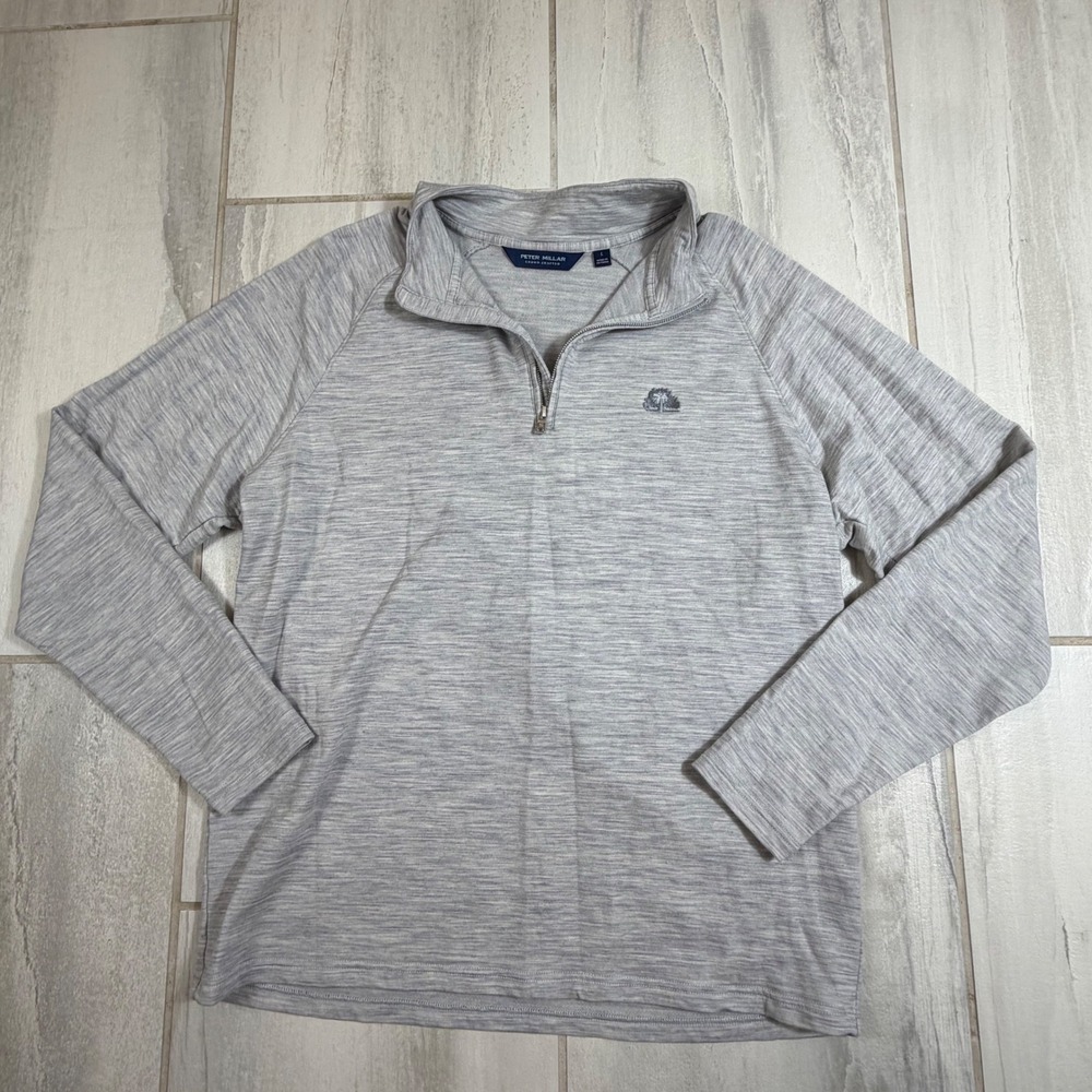 Peter Millar Crown Crafted Mens Grey Merino Wool Quarter Zip Pullover MS25XK76B‎